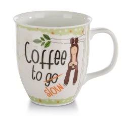 Nici 42554 Tasse Porzellantasse Faultier Slow Joe Coffee To Slow 9,5x10cm