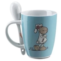 Nici 30052 Tasse Jolly Mäh Wolf Hugo & Schaf Rosa Blau Mit Löffel Porzellan -Plüschwelt Verkauf NIC30052 2 a brandora