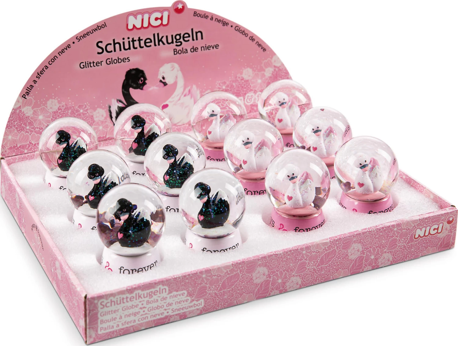 Nici Schüttelkugel Love Schwan Sortiment, 6,5 Cm (48278) 3 Nici Schüttelkugel Love Schwan Sortiment, 6,5 Cm (48278)